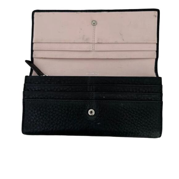 Coach Wallet Black Leather Op Art Cs Logo Bi Fold Pebbled Leather Pink Lining - Picture 5 of 9